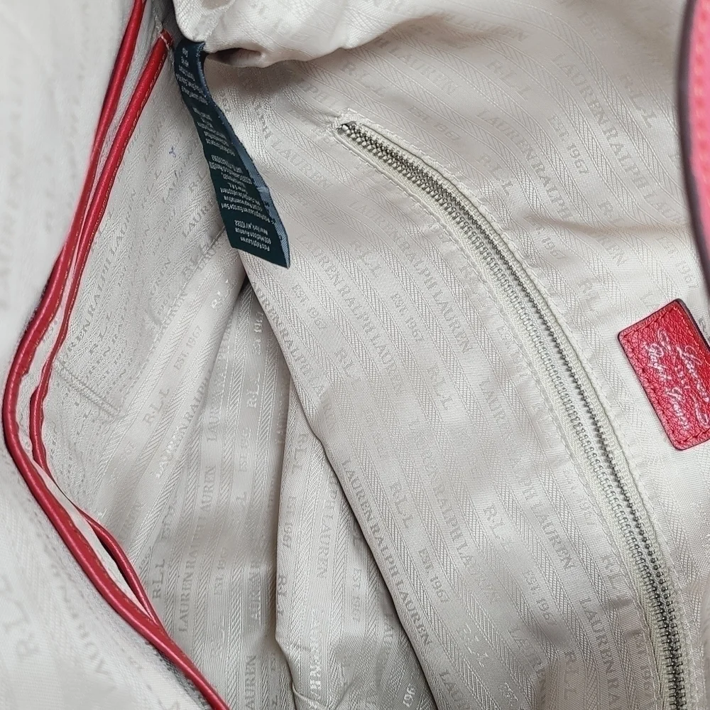 Polo Ralph Lauren | Women's Red Front Fold-Over Leather Hobo Bag (One Size)